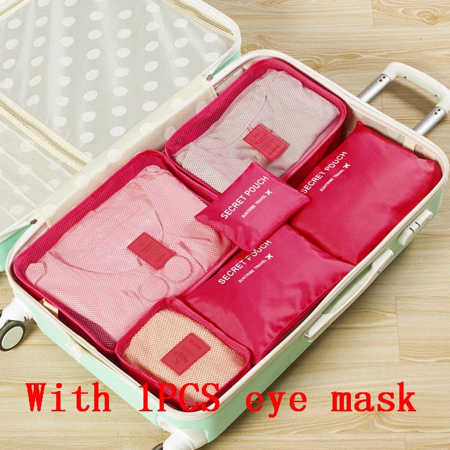 6pcs/set Travel Organizer Storage Bags Portable Luggage Organizer Clothes Tidy Pouch Suitcase Packing Cube Case