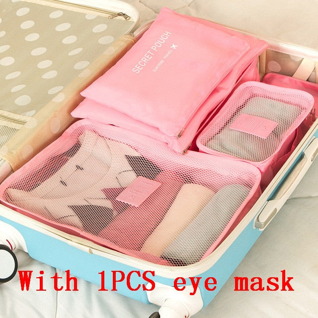6pcs/set Travel Organizer Storage Bags Portable Luggage Organizer Clothes Tidy Pouch Suitcase Packing Cube Case