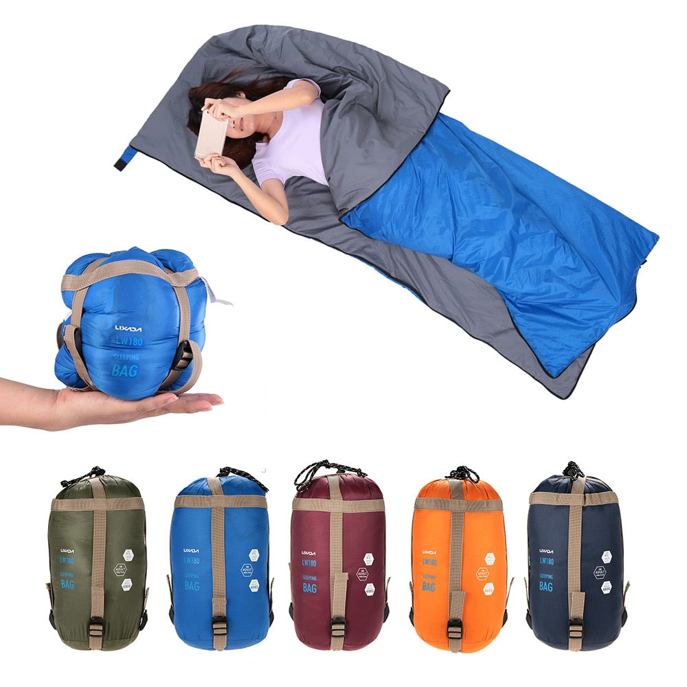 Lixada 190 * 75cm Outdoor Multifunctional Camping Sleeping Bag Travel Hiking Ultra-light Envelope Hooded Sleeping Bed Lazy Bag