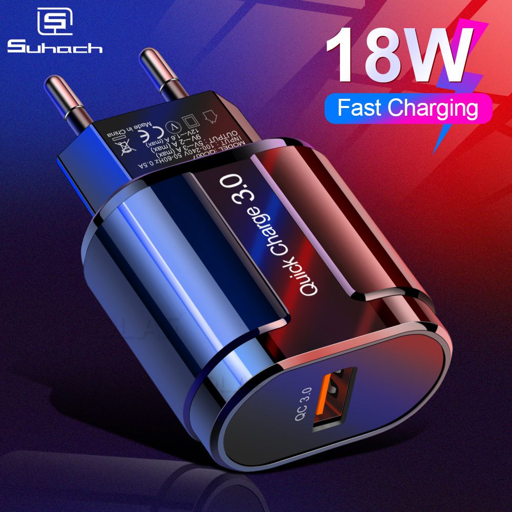 suhach Quick Charge 3.0 2.0 USB Charger For iPhone Xiaomi Samsung Huawei QC3.0 QC Fast Charing Turbo Wall Mobile Phone Charger