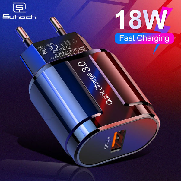 suhach Quick Charge 3.0 2.0 USB Charger For iPhone Xiaomi Samsung Huawei QC3.0 QC Fast Charing Turbo Wall Mobile Phone Charger