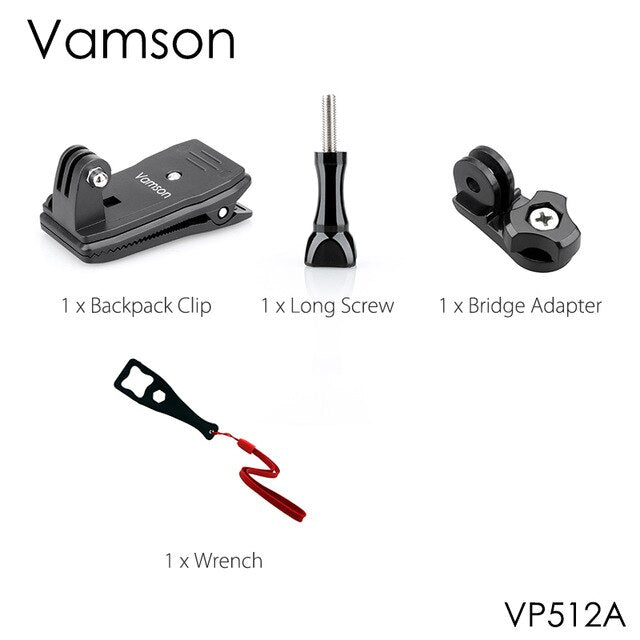Vamson for GoPro 8 Accessories Backpack Clip Clamp Mount for Go Pro Hero 8 7 6 5 4 for Yi 4K for SJCAM for EKEN Action Camera