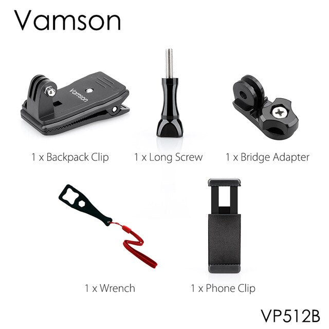 Vamson for GoPro 8 Accessories Backpack Clip Clamp Mount for Go Pro Hero 8 7 6 5 4 for Yi 4K for SJCAM for EKEN Action Camera