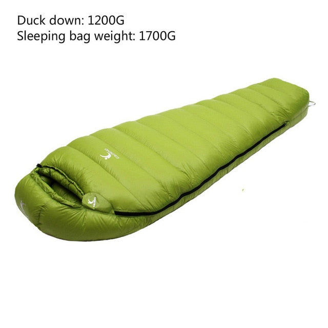 Mummy Type Sleeping Bag Outdoor Ultralight Winter Autumn White Duck Down Sleeping Bag Adult Camping Hiking Climbing Travel