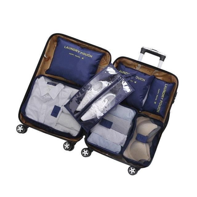 Multifunction 7 Pcs/set Women Travel Bag Clothes Underwear Bra Packing Cube Luggage Organizer Pouch Large Capacity  Handbags
