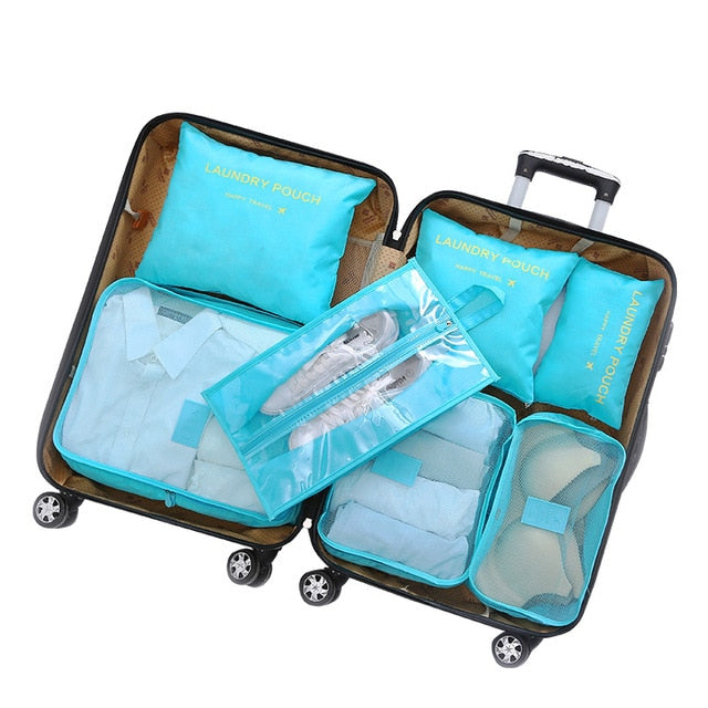 Multifunction 7 Pcs/set Women Travel Bag Clothes Underwear Bra Packing Cube Luggage Organizer Pouch Large Capacity  Handbags