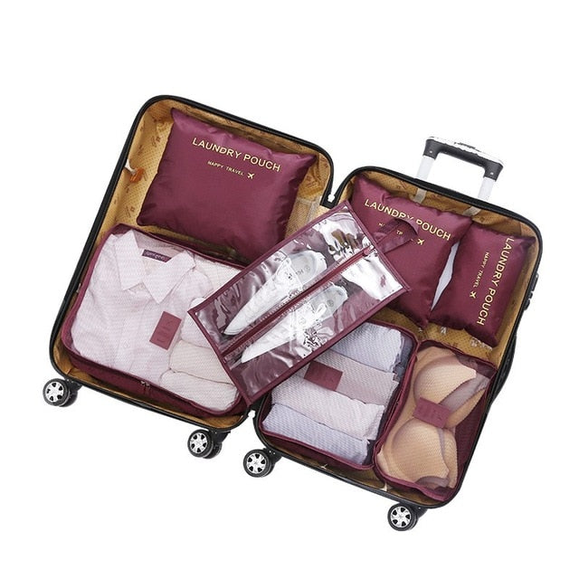 Multifunction 7 Pcs/set Women Travel Bag Clothes Underwear Bra Packing Cube Luggage Organizer Pouch Large Capacity  Handbags