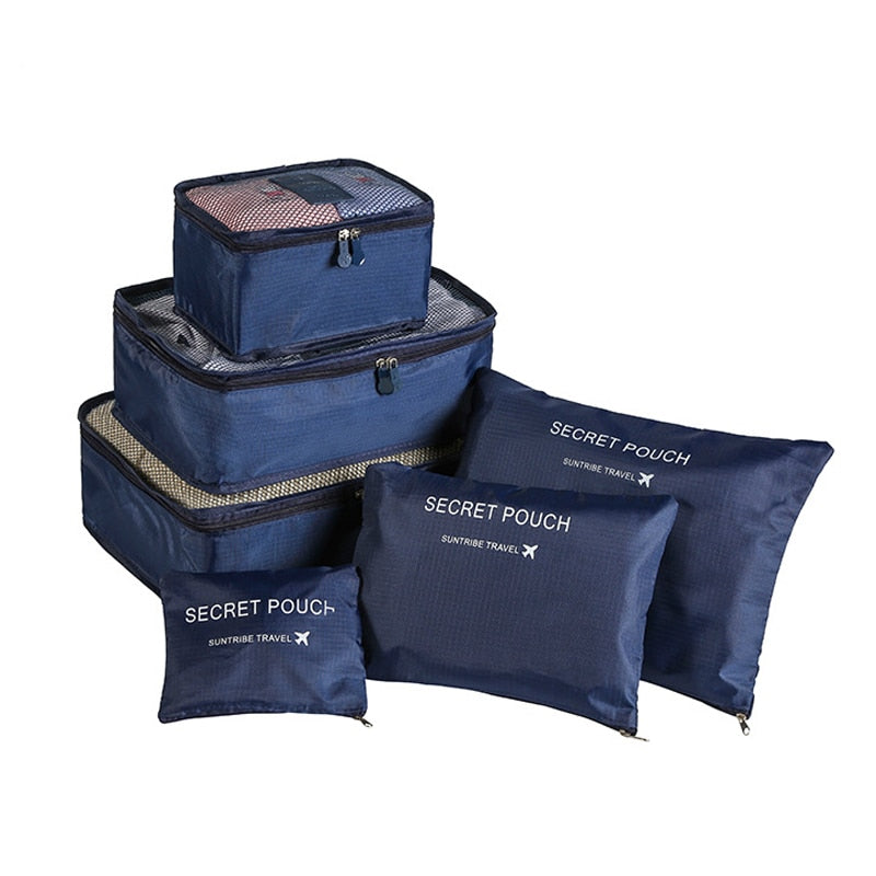 6pcs/set Travel Organizer Storage Bags Portable Luggage Organizer Clothes Tidy Pouch Suitcase Packing Cube Case